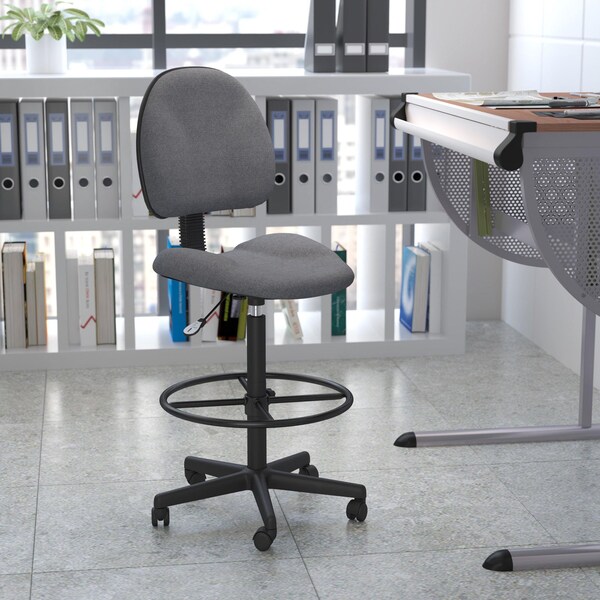 Flash Furniture Contemporary Drafting Chair, 20" L 42-3/4" H, Fabric Seat BT-659-GRY-GG - main